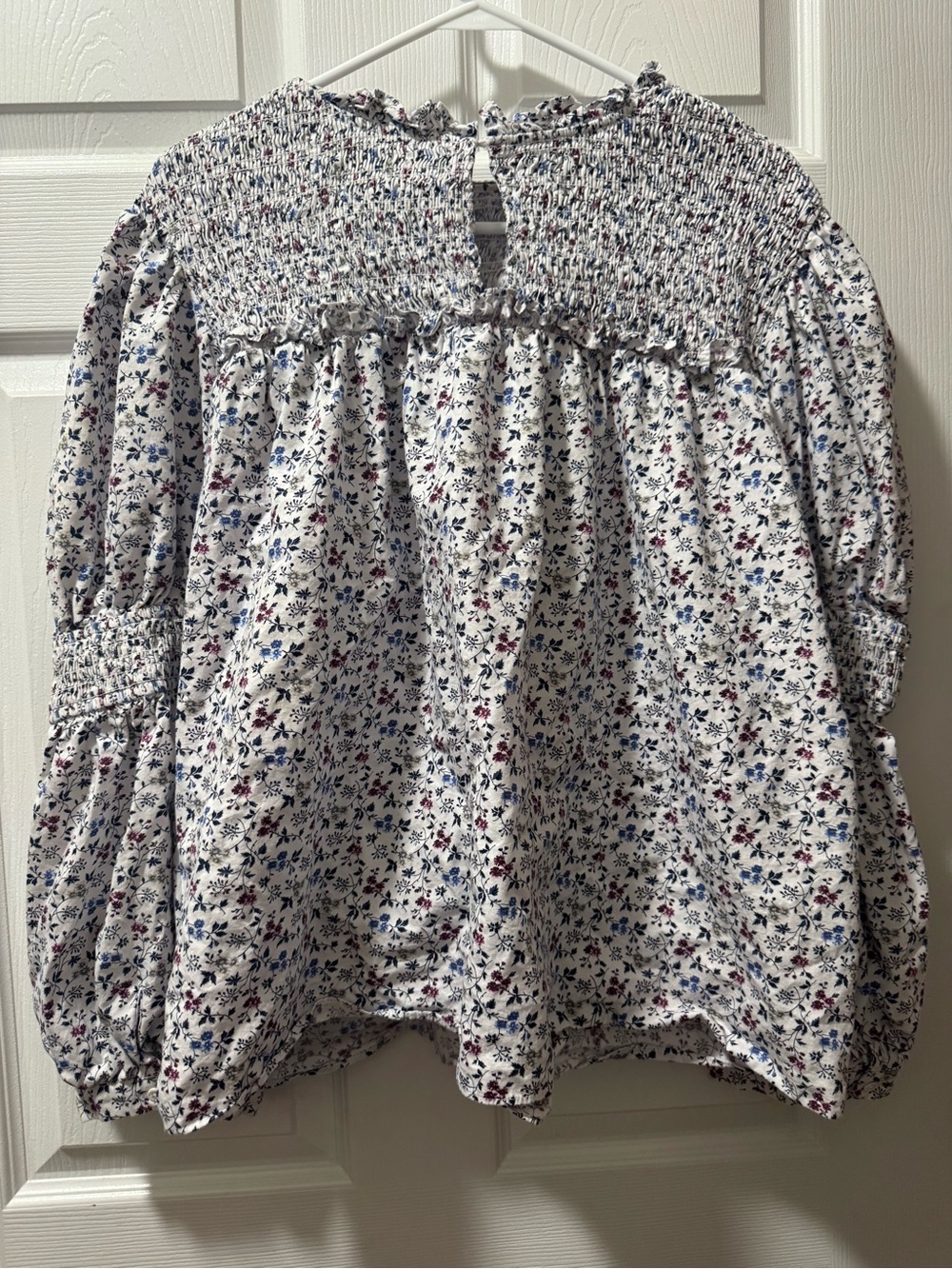 English Factory White Floral Smocked Peasant Top - Picture 5 of 6